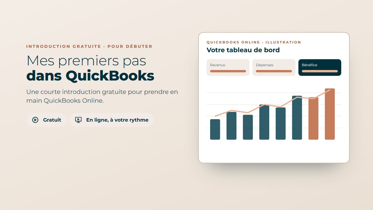 Aperçu de l'introduction gratuite « Mes premiers pas dans QuickBooks »
